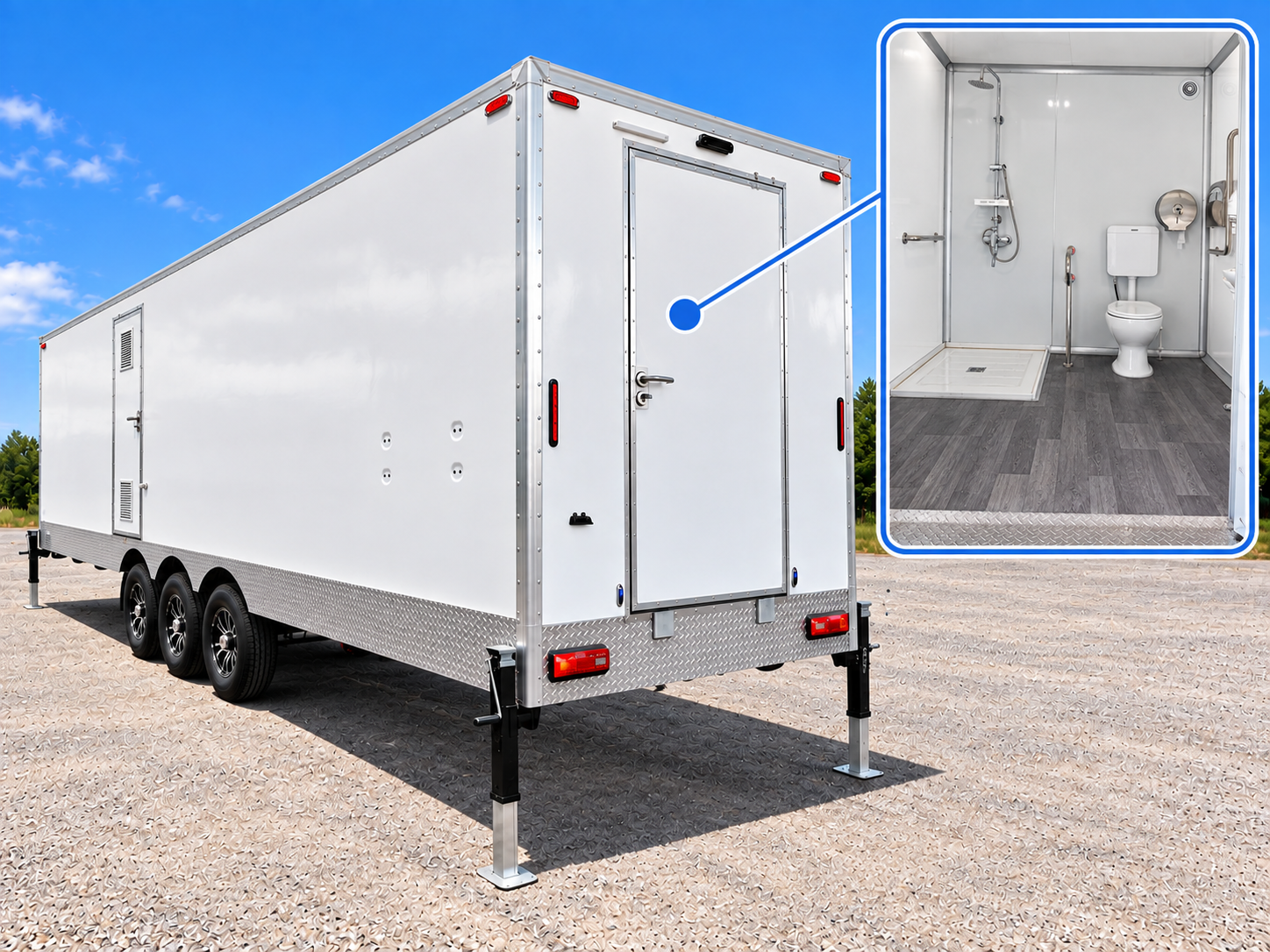 Luxury Shower-Restroom Combination · 3 Stalls + ADA