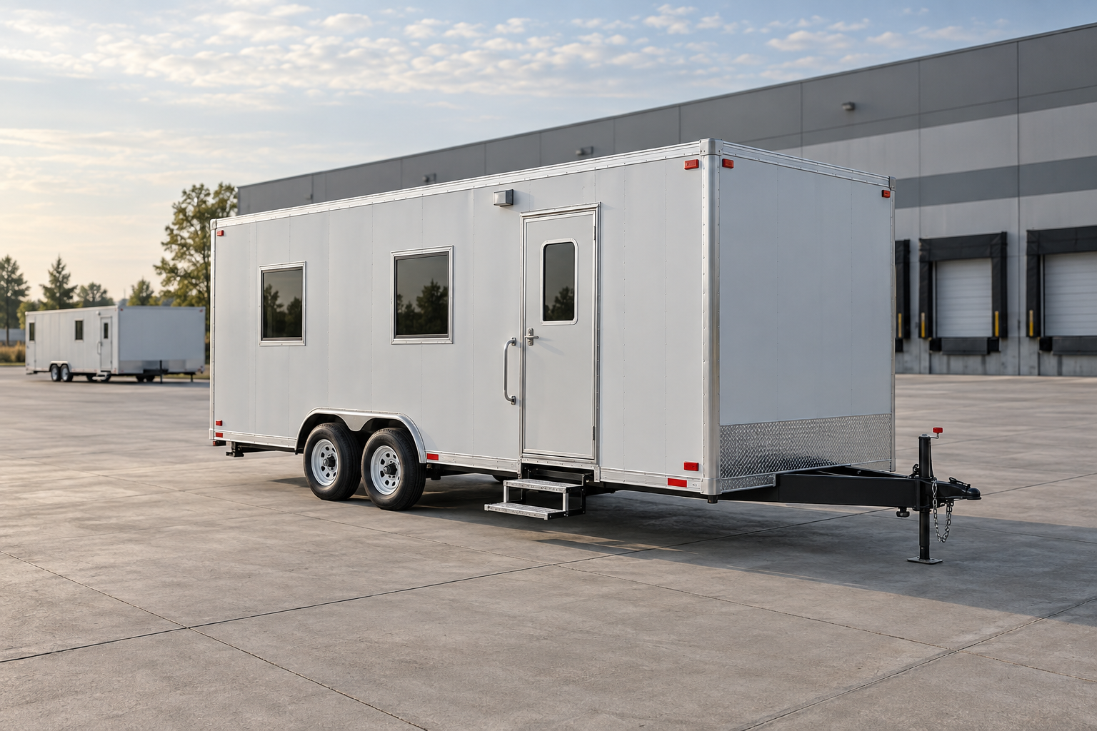 Portable facility trailer in an industrial yard
